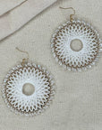 Angelco Accessories Colour burst circle earrings on linen background - white