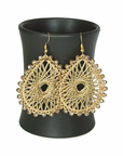 Angelco Accessories Colour burst teardrop earrings hanging on ceramic cup on white background - gold