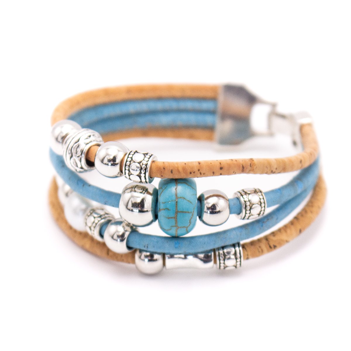 Multi strand turquoise cork bracelet