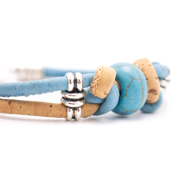 Angelco Accessories Turquoise knot bead cork bracelet