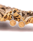 Angelco Accessories natural cork disk drop earrings