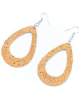 Angelco Accessories Open teardrop natural cork drop earrings