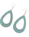 Angelco Accessories Open teardrop blue cork drop earrings