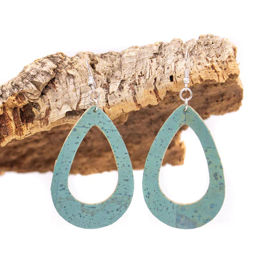 Angelco Accessories Open teardrop blue cork drop earrings