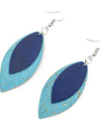 Angelco Accessories Leaf shaped blue cork drop earrings