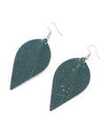 Angelco Accessories Leaf shaped green cork drop earrings