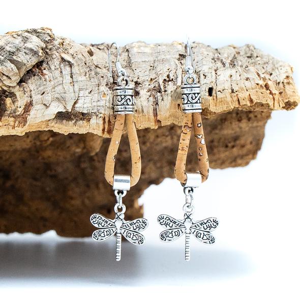 Angelco Accessories Dragonfly cork drop earrings