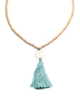 Angelco Accessories beaded turquoise tassel necklace