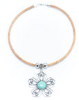 Angelco Accessories Turquoise flower pendant cork necklace