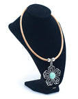 Angelco Accessories Turquoise flower pendant cork necklace
