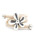 Angelco Accessories Silver flower and bead cork ring - white