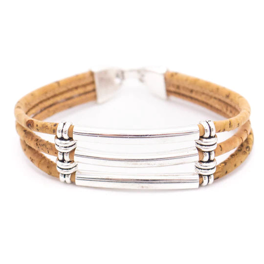 Angelco Accessories Triple strand silver and cork set